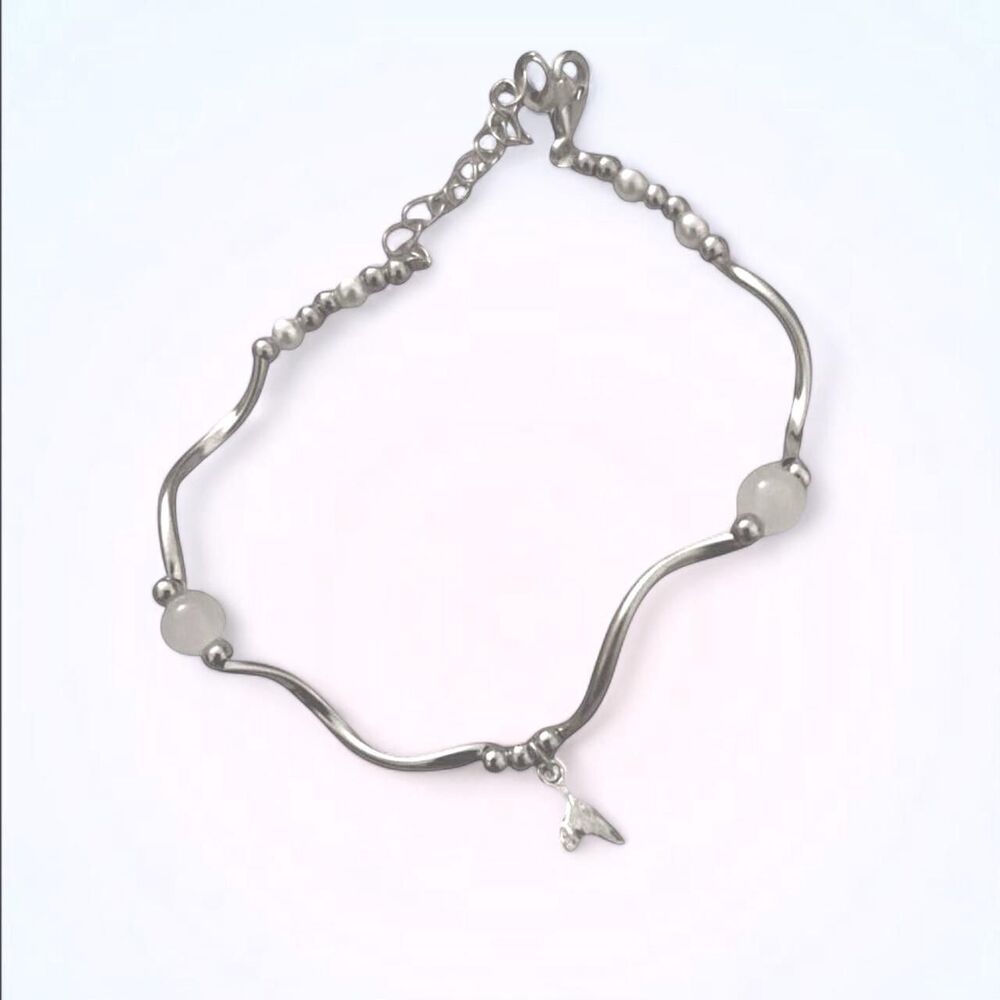 whale tale charm silver plated bracelet